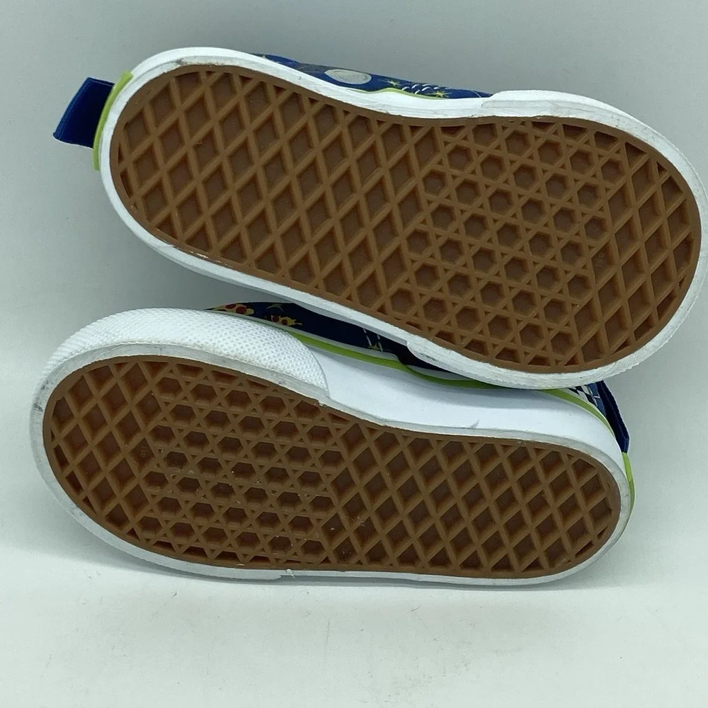 Vans Toddler 4 Slip On Blue Space Alien Pizza Print Sneakers Shoes Skater Y2K